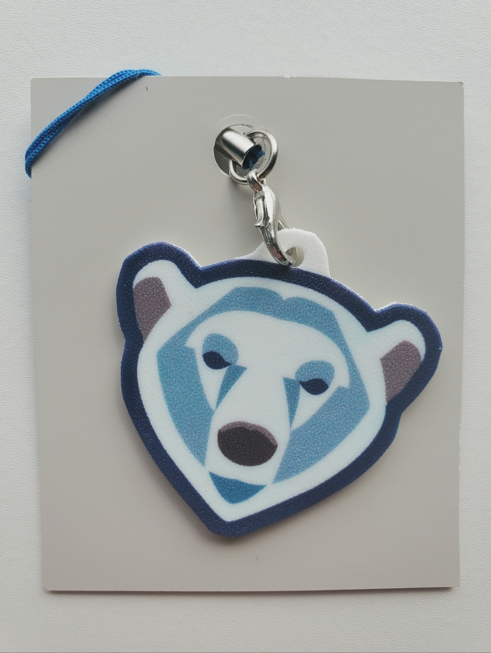 Handmade Blue Geometric Polar Bear Charm/Keychain/Ornament By Mattoodles